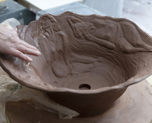 DEWalters_womanscape_process Sculpture on bowls