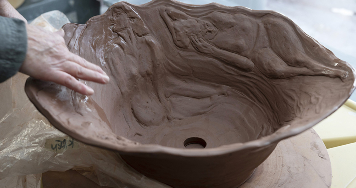 DEWalters_womanscape_process Sculpture on bowls