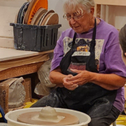 Master potter Carol Hutchinson of SweetMud Studios teaching at earth studios