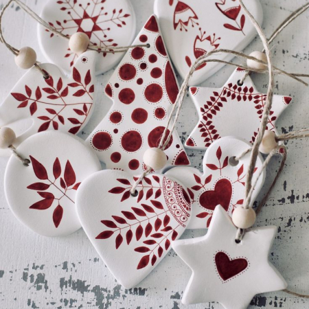 Hand made clay Christmas ornaments