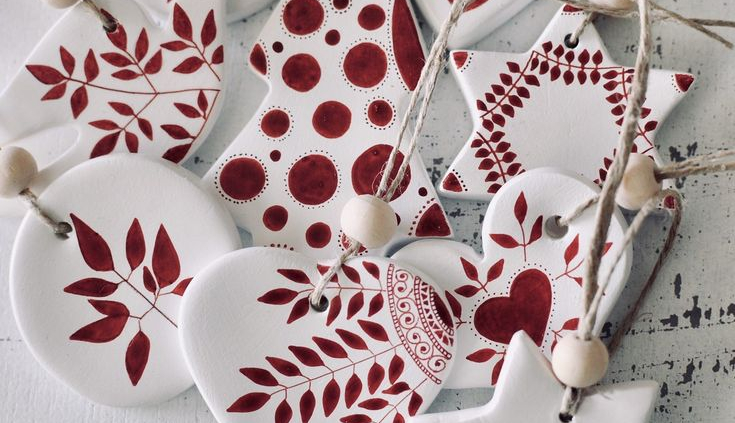 Hand made clay Christmas ornaments